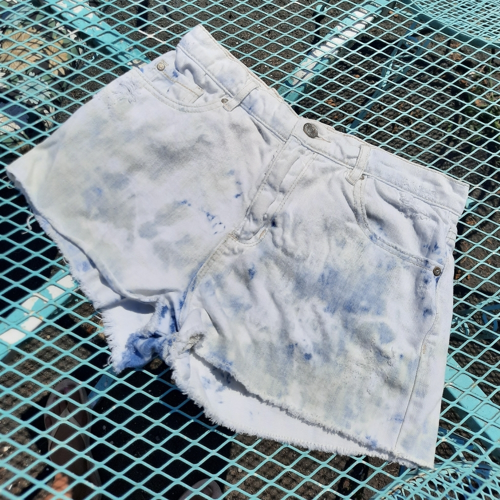 Garage Bleached High-Waisted Denim Shorts